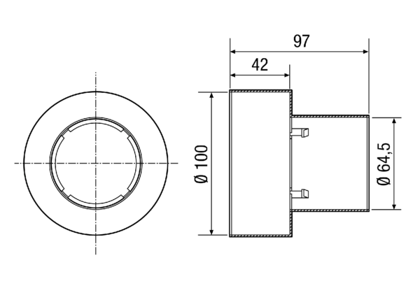AF-A 63 IM0008449.PNG Adapter zum passgenauen Übergang vom Flexrohr AF-F 63 zum Zu- und Abluftventil DN 100.