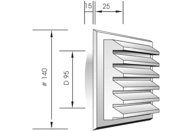 AG100/140GN IM0012088.PNG Außengitter für Wandventil Fresh 90 und Fresh 100 Thermo. Farbe: grün.