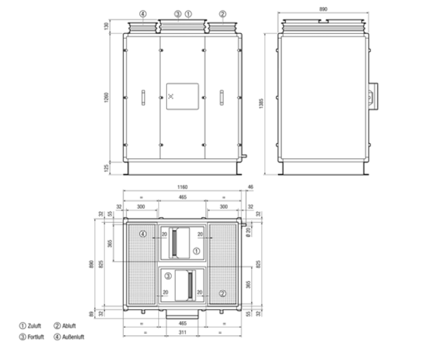 Reco-Boxx 1200 ZXA /WN IM0012836.PNG Wärmerückgewinnungszentralgerät mit Bypass und Wassernachheizregister