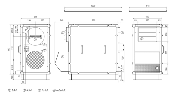 CRB 800-A IM0012884.PNG Wärmerückgewinnungsgerät mit Bypass (70%) für Gewerbe und Industrie. Ausführung für Außenaufstellung.