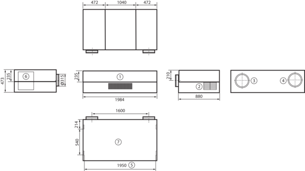 geniovent.x 900 H W-G-SU IM0016854.PNG Dezentrales RLT Gerät mit sehr hoher Wärmerückgewinnung. Mit Kreuz-Gegenstrom-Wärmetauscher und Vorheizregister, Außen- und Fortluftanschlüsse auf der Rückseite, Ausblasung unten, komplett verkleidet. CO2-Sensor im Gerät integriert. Mit App zur mobilen Geräte-Ansteuerung.