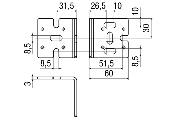 WS-BWU 160 IM0016978.PNG Befestigungswinkel zur Montage der zentralen Lüftungsgeräte WS 160 Flat  an die Wand und Decke