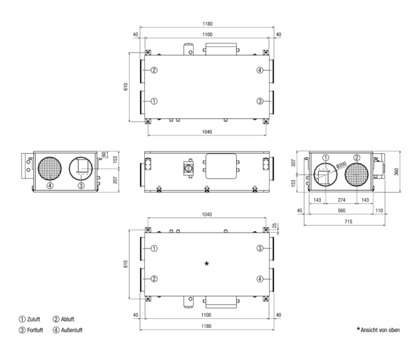 Reco-Boxx 450 Flat-L IM0017023.PNG Luft-Luft Wärmerückgewinnungs-Zentralgerät als Flachgerät zur Deckenmontage mit integriertem Sommerbypass.