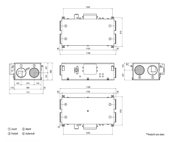 Reco-Boxx 450 Flat-R IM0017024.PNG Luft-Luft Wärmerückgewinnungs-Zentralgerät als Flachgerät zur Deckenmontage mit integriertem Sommerbypass