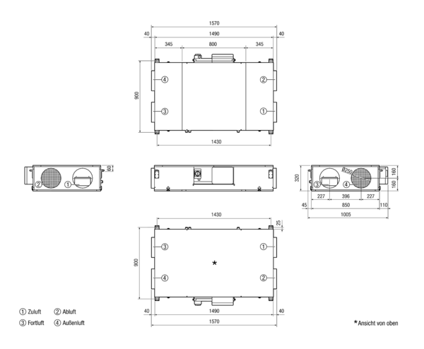 Reco-Boxx 600 Flat-R IM0017026.PNG Luft-Luft Wärmerückgewinnungs-Zentralgerät als Flachgerät zur Deckenmontage mit integriertem Sommerbypass.