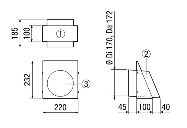 AW-FL-160-E IM0017039.PNG Wandstutzen Fortluft DN 160. Edelstahl, gebürstet.␍Geprüft nach VDI 6022 vom Hygiene-Institut.␍Kombinierbar mit AEREX ISOForm DN 125, das dampfdiffusionsdichte Rohrsystem für Außen- und Fortluftleitungen.