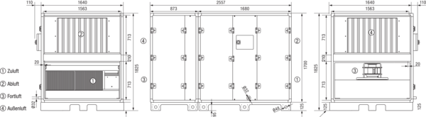 Reco-Boxx 4700 ZXR-R / WN IM0019281.PNG Luft-Luft Wärmerückgewinnungs-Zentralgerät mit modulierendem 0-100%-Bypass und Wasser-Nachheizung.