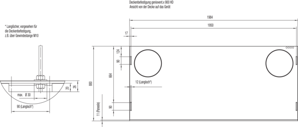 geniovent.x 900 H D-E-K2 IM0019517.PNG Dezentrales RLT Gerät mit sehr hoher Wärmerückgewinnung.  Mit Enthalpie-Wärmetauscher, Außen- und Fortluftanschlüsse nach oben, Abluft über Kanal, Zuluft am Gerät, Zuluftseite und Elektroseite mit Paneele verkleidet. CO2-Sensor im Gerät integriert. Mit App zur mobilen Geräte-Ansteuerung.