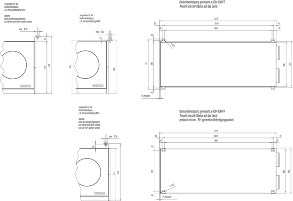 geniovent.x 900 F R-E-SO-K IM0019519.PNG Dezentrales RLT Gerät mit sehr hoher Wärmerückgewinnung.  Mit Enthalpie-Wärmetauscher, Außen- und Fortluftanschlüsse rechts, kanalgeführt, Ausblas oben ohne beschichtete Paneelen (3x2), CO2-Sensor im Gerät integriert. Mit App zur mobilen Geräte-Ansteuerung.