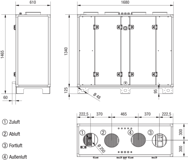 Reco-Boxx 900 ZXA-L / EV / EN IM0019594.PNG Luft-Luft Wärmerückgewinnungs-Zentralgerät mit Gegenstromwärmetauscher und modulierendem 0-100%-Bypass. Obenliegende Luftanschlüsse. Zuluftanschluss links (-L). Mit Elektro-Vorheizregister (-EV) zum Frostschutz. Mit Elektronachheizregister (-EN).