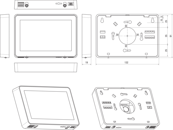 RLS T1 SYS IM0019921.PNG Touch-Bedienteil passend zu geniovent.x-Geräten mit air@home-Regelung. Mehrgerätefähig bis 10 geniovent.x - Geräte.