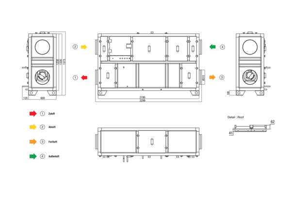 RLT 1200 MV4512VL-EH-Mode 3 IM0022641.PNG Zentrales raumlufttechnisches Kompaktgerät mit Wärmerückgewinnung. Ausführung: Vertikal mit Zu- und Abluftanschluss links, druckkonstanter Betrieb, mit Kreuz-Gegenstrom-Wärmetauscher, ohne Vorheizregister, mit Elektro-Nachheizregister, Fördervolumen bis 1200 m³/h