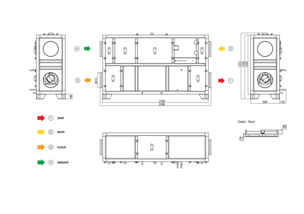 RLT 1200 MV4512VR-Mode 3 IM0022643.PNG Zentrales raumlufttechnisches Kompaktgerät mit Wärmerückgewinnung. Ausführung: Vertikal mit Zu- und Abluftanschluss rechts, druckkonstanter Betrieb, mit Kreuz-Gegenstrom-Wärmetauscher, ohne Vorheizregister, ohne Nachheizregister Fördervolumen bis 1200 m³/h