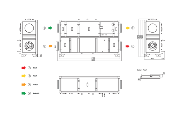 RLT 1200 MV4512VR-EH-Mode 3 IM0022643.PNG Zentrales raumlufttechnisches Kompaktgerät mit Wärmerückgewinnung. Ausführung: Vertikal mit Zu- und Abluftanschluss rechts, druckkonstanter Betrieb, mit Kreuz-Gegenstrom-Wärmetauscher, ohne Vorheizregister, mit Elektro-Nachheizregister, Fördervolumen bis 1200 m³/h