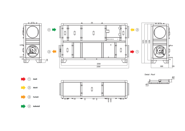 RLT 1600 MV4516VR-PH-WH-Mode 3 IM0022647.PNG Zentrales raumlufttechnisches Kompaktgerät mit Wärmerückgewinnung. Ausführung: Vertikal mit Zu- und Abluftanschluss rechts, druckkonstanter Betrieb, mit Kreuz-Gegenstrom-Wärmetauscher, mit Elektro-Vorheizregister, mit Pumpenwarmwasserregister, Fördervolumen bis 1600 m³/h