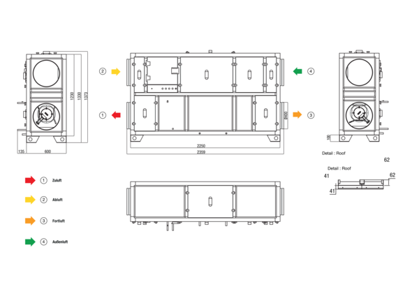 RLT 1600 MV4516VL-WH-Mode 3 IM0022648.PNG Zentrales raumlufttechnisches Kompaktgerät mit Wärmerückgewinnung. Ausführung: Vertikal mit Zu- und Abluftanschluss links, druckkonstanter Betrieb, mit Kreuz-Gegenstrom-Wärmetauscher, ohne Vorheizregister, mit Pumpenwarmwasserregister, Fördervolumen bis 1600 m³/h