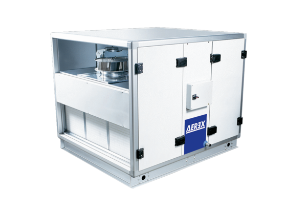 Reco-Boxx 3000 ZXR-L / EV / EN IM0016062.PNG Luft-Luft Wärmerückgewinnungs-Zentralgerät mit modulierendem 0-100%-Bypass, Elektro-Vorheizung und Elektro-Nachheizung