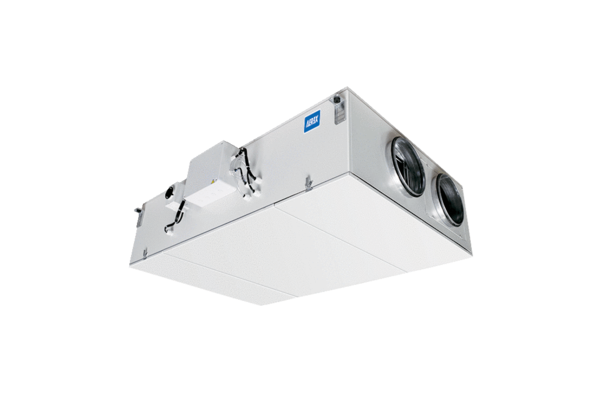 Reco-Boxx 600 Flat IM0016200.PNG Zentrales Lüftungsgerät mit Wärmerückgewinnung zur Deckenmontage in Links- oder Rechtsausführung. Volumenstrom- oder druckkonstant bis von 100 bis 600 m³/h. Passivhauszertifiziert.