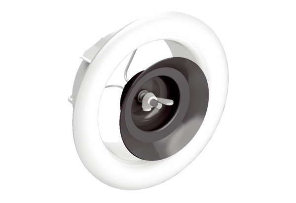 AIRYB-125 IM0016608.PNG Das Zu- und Abluftventil AIRY besteht aus zwei Teilen: dem Ventilgrundkörper AIRYB und der flachen Frontplatte AIRYFP. Beide sind separat zu bestellen. Die Luftmenge ist einstellbar.