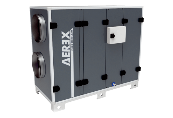 Reco-Boxx 1300 ZXR-R / EN IM0019145.PNG Luft-Luft Wärmerückgewinnungs-Zentralgerät mit modulierendem 0-100%-Bypass und Elektro-Nachheizung.