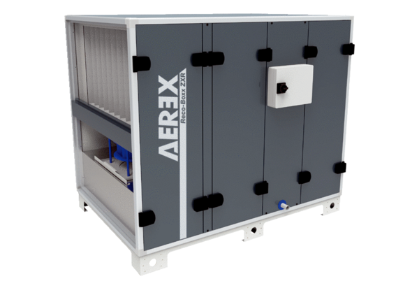 Reco-Boxx 4700 ZXR-R IM0019147.PNG Luft-Luft Wärmerückgewinnungs-Zentralgerät mit modulierendem 0-100%-Bypass.
