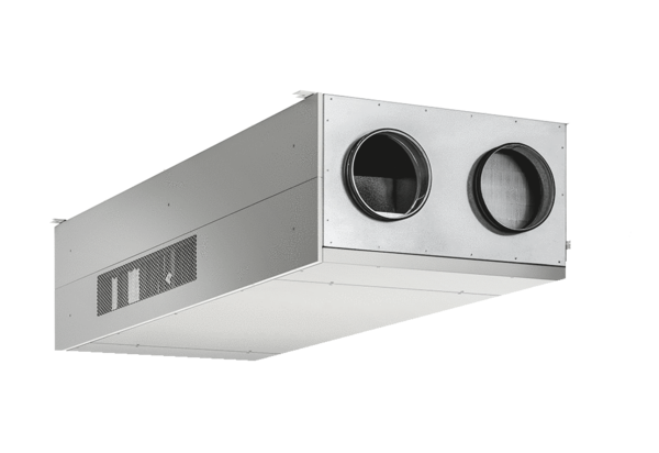 geniovent.x 900 F R-E-SU-K IM0020322.PNG Dezentrales RLT Gerät mit sehr hoher Wärmerückgewinnung.  Mit Enthalpie-Wärmetauscher, Außen- und Fortluftanschlüsse rechts, kanalgeführt, Ausblas unten ohne beschichtete Paneelen (3x2), CO2-Sensor im Gerät integriert. Mit App zur mobilen Geräte-Ansteuerung.